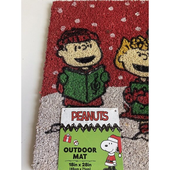 Peanuts Snoopy Charlie Brown Christmas Carols Coir Door Mat 18 X 28” Red NEW - Picture 4 of 9